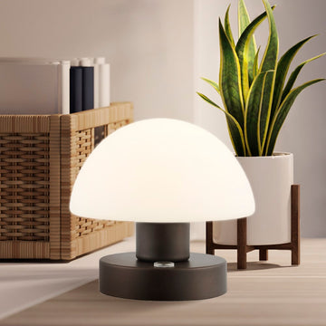 Zoe 5.75" Bohemian Farmhouse Iron Rechargeable Integrated LED Table Lamp - JONATHAN Y